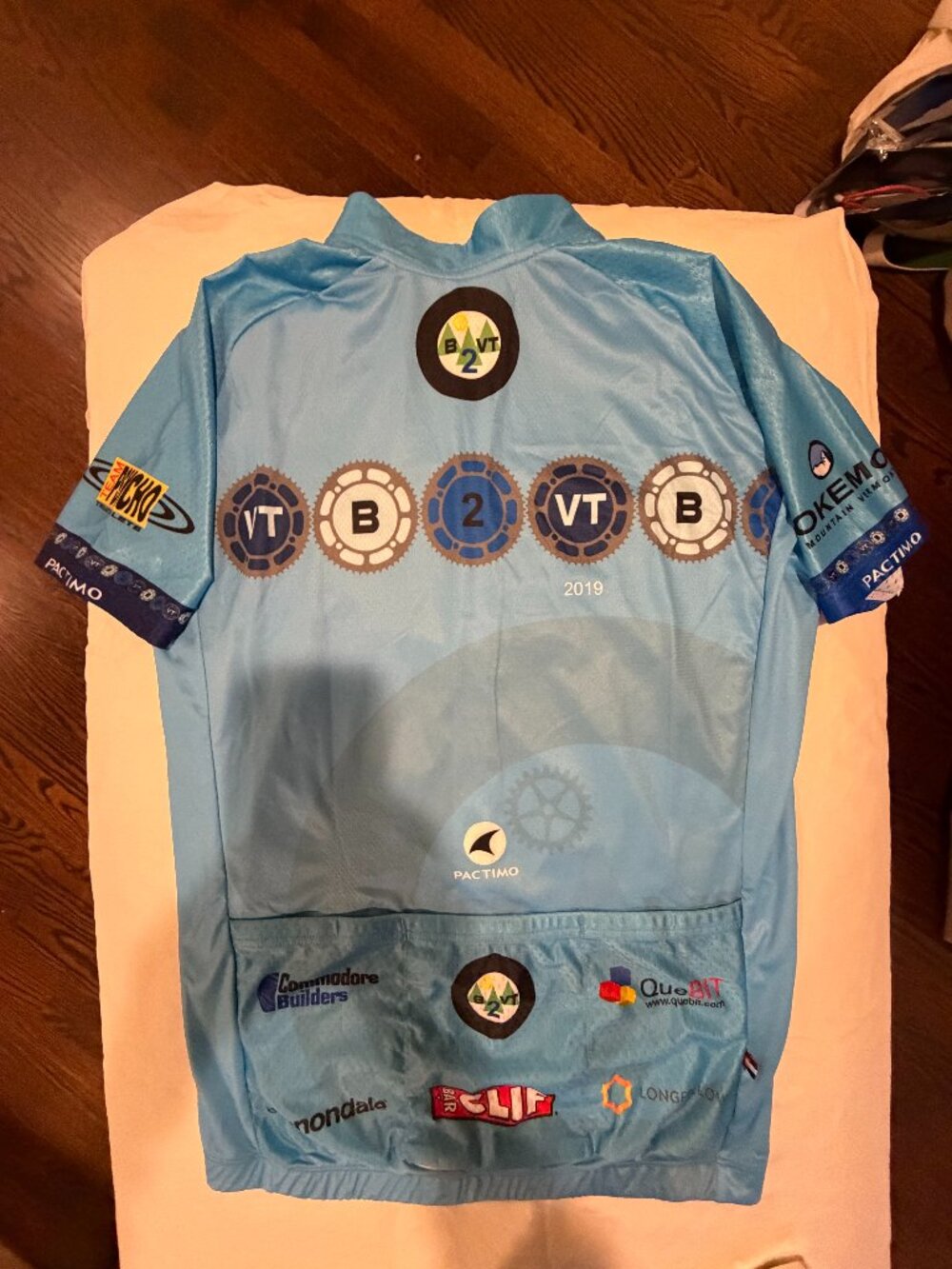 Pactimo B2VT Bike to Vermont 2019 Cycling Jersey Blue Size L Charity Ride